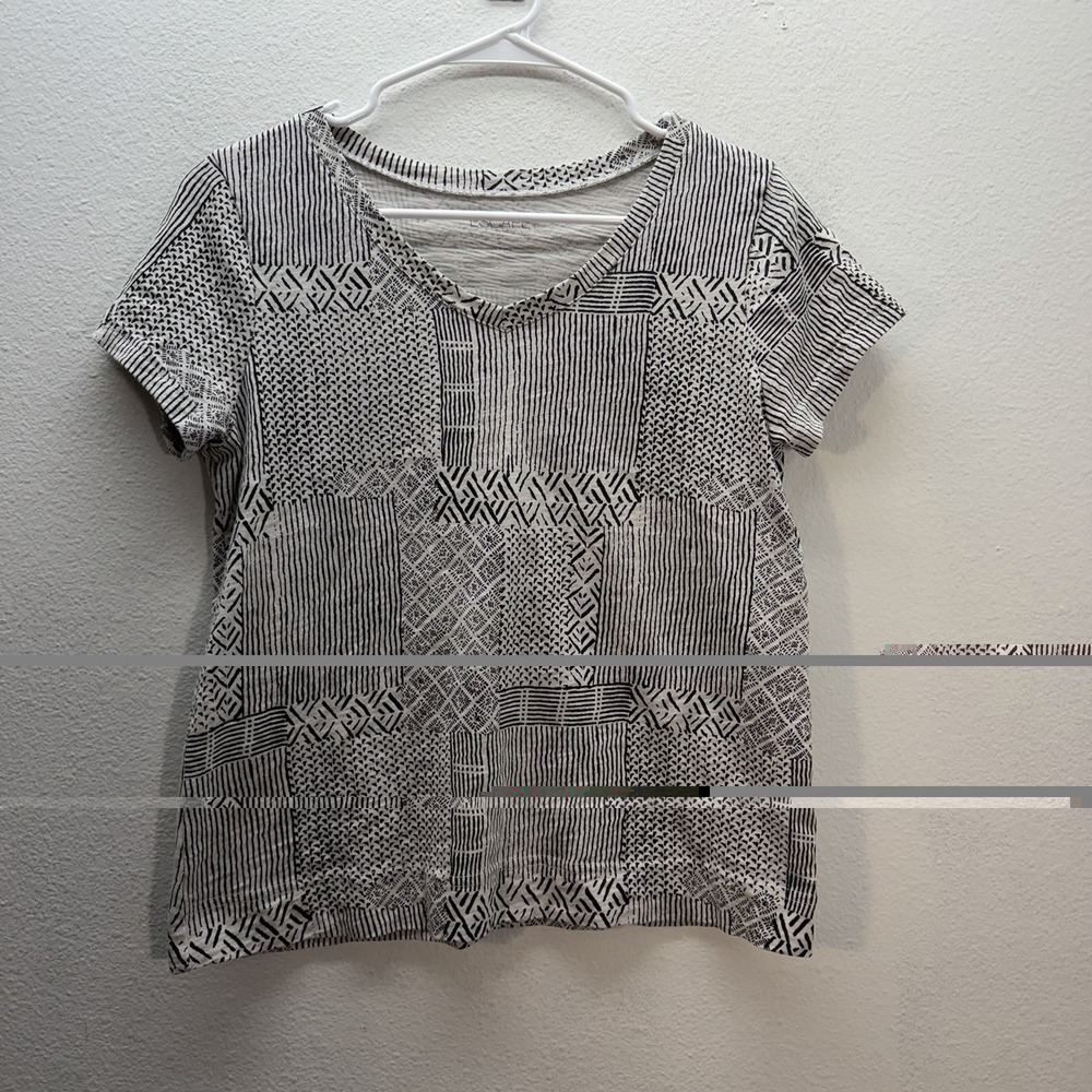 Escape by Habitat Abstract Artsy Boxy Top Tee Tribal 100% Cotton Sz S - Picture 1 of 5